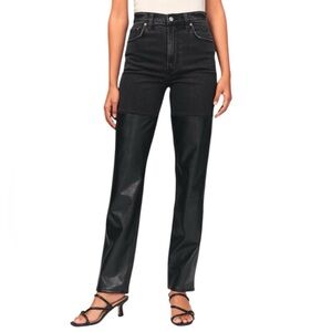 Abercrombie & Fitch Mixed Fabric Ultra High Rise 90s Straight Jean
